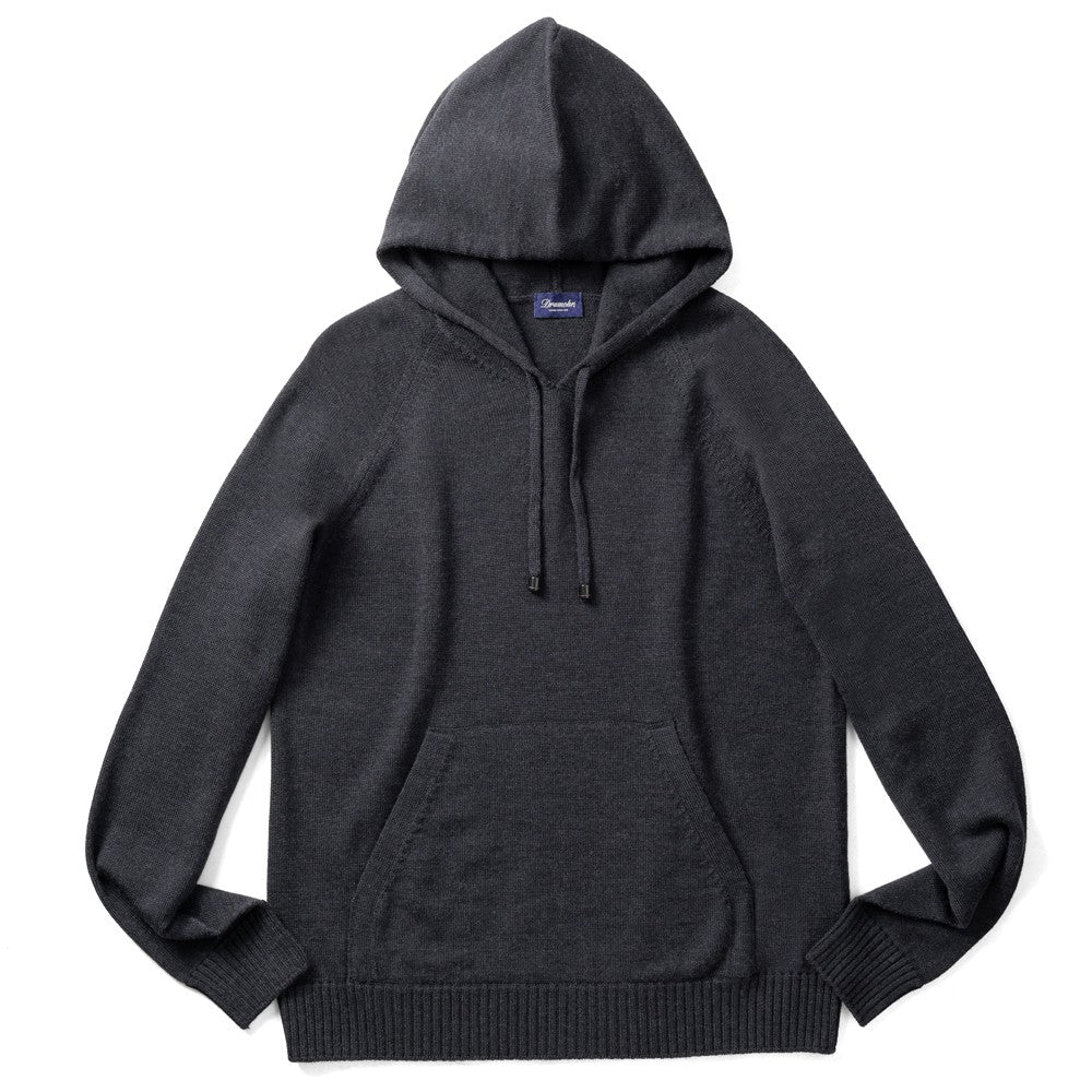 ドルモア DRUMOHR ニットフーディ ミドルゲージ M220 ブラック ネイビー ブラウン イエローオレンジ ダークグレー 秋冬 メンズ セーター パーカー フード