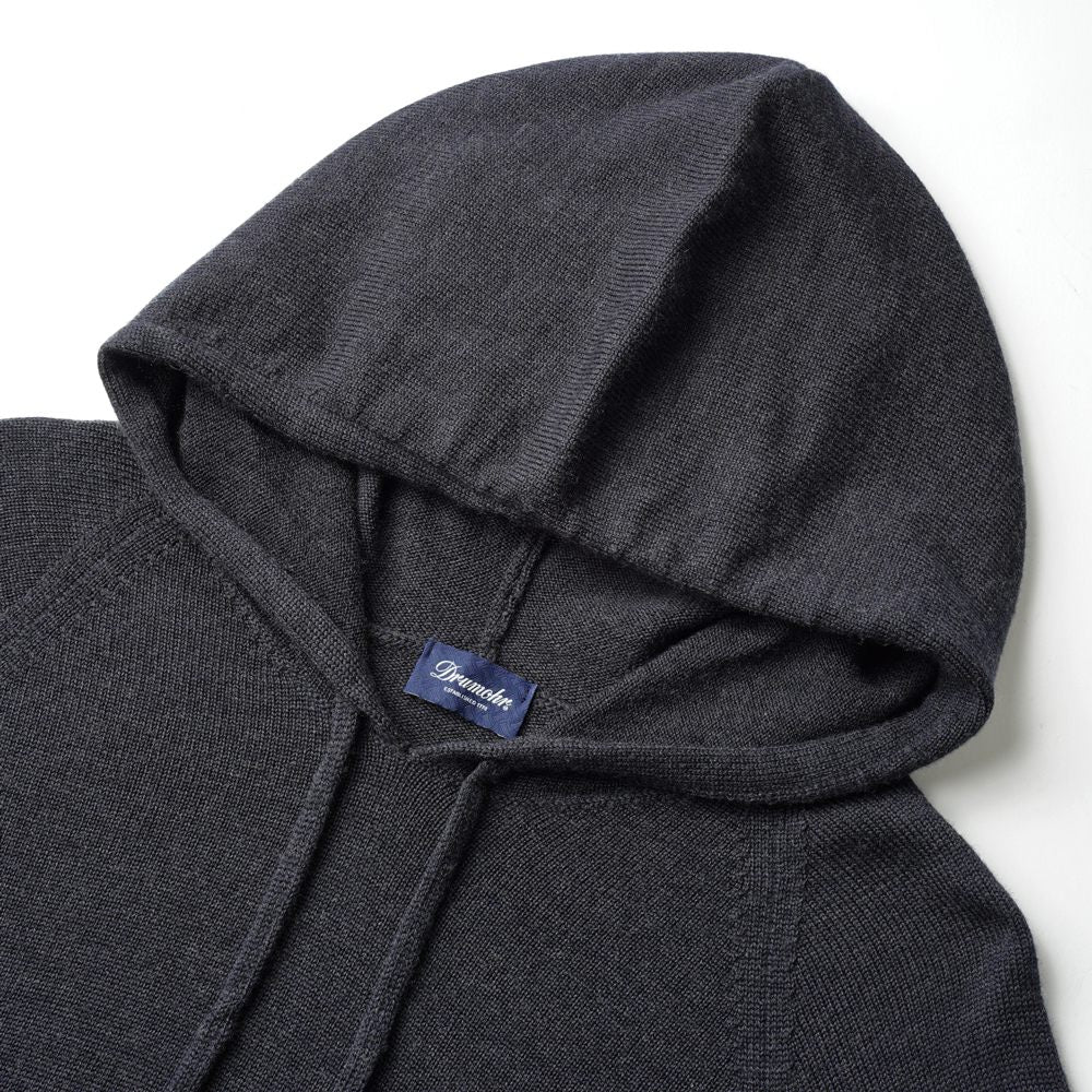 ドルモア DRUMOHR ニットフーディ ミドルゲージ M220 ブラック ネイビー ブラウン イエローオレンジ ダークグレー 秋冬 メンズ セーター パーカー フード