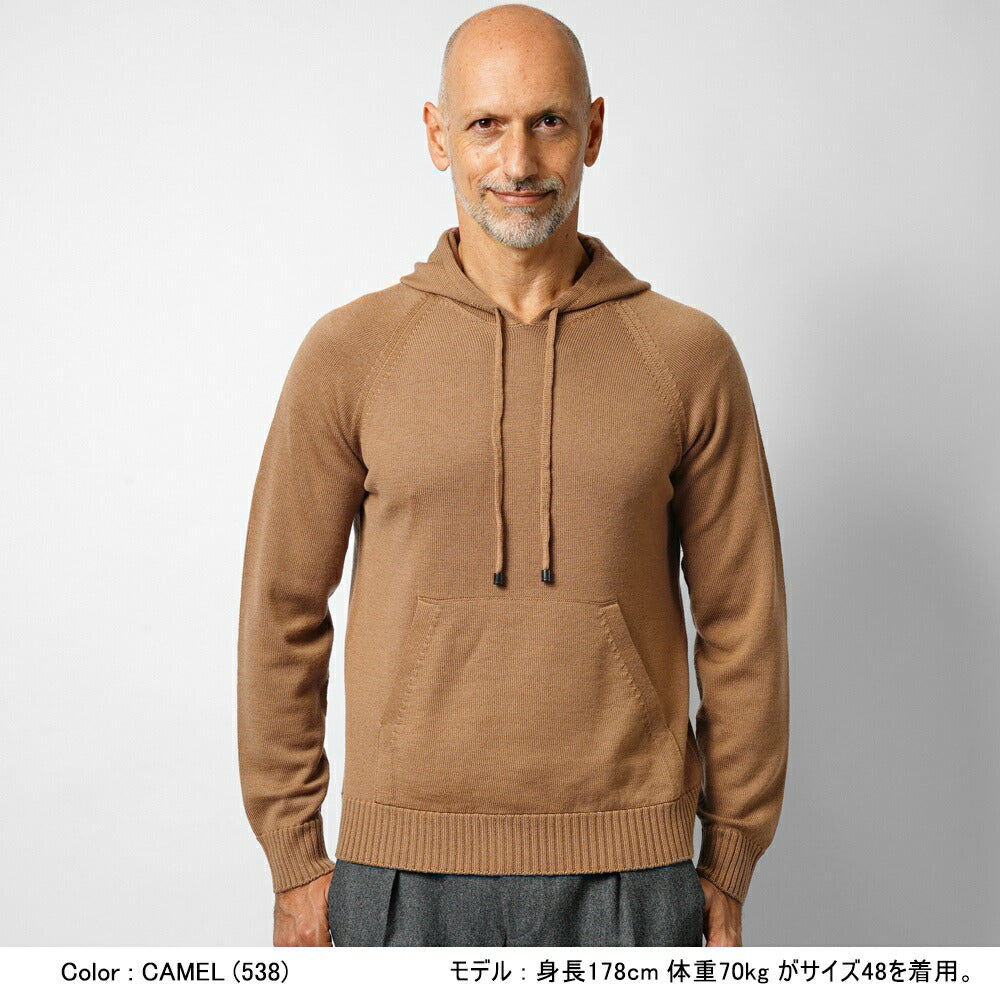 ドルモア DRUMOHR ニットフーディ ミドルゲージ M220 ブラック ネイビー ブラウン イエローオレンジ ダークグレー 秋冬 メンズ セーター パーカー フード