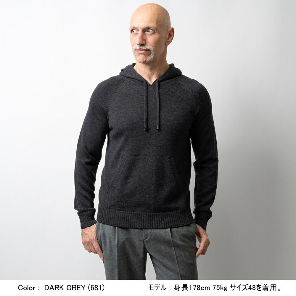 ドルモア DRUMOHR ニットフーディ ミドルゲージ M220 ブラック ネイビー ブラウン イエローオレンジ ダークグレー 秋冬 メンズ セーター パーカー フード