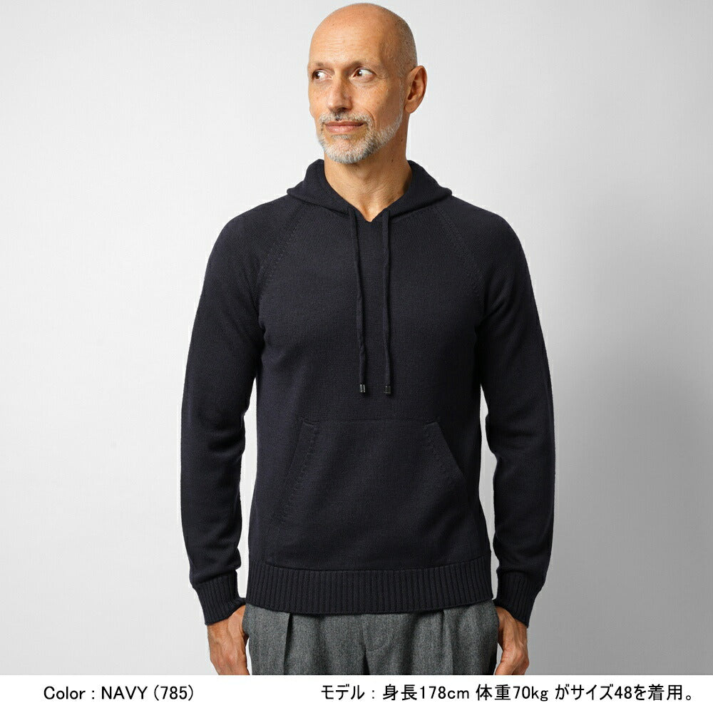 ドルモア DRUMOHR ニットフーディ ミドルゲージ M220 ブラック ネイビー ブラウン イエローオレンジ ダークグレー 秋冬 メンズ セーター パーカー フード