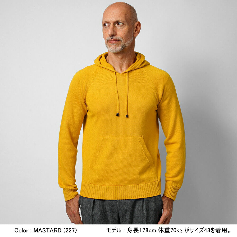 ドルモア DRUMOHR ニットフーディ ミドルゲージ M220 ブラック ネイビー ブラウン イエローオレンジ ダークグレー 秋冬 メンズ セーター パーカー フード
