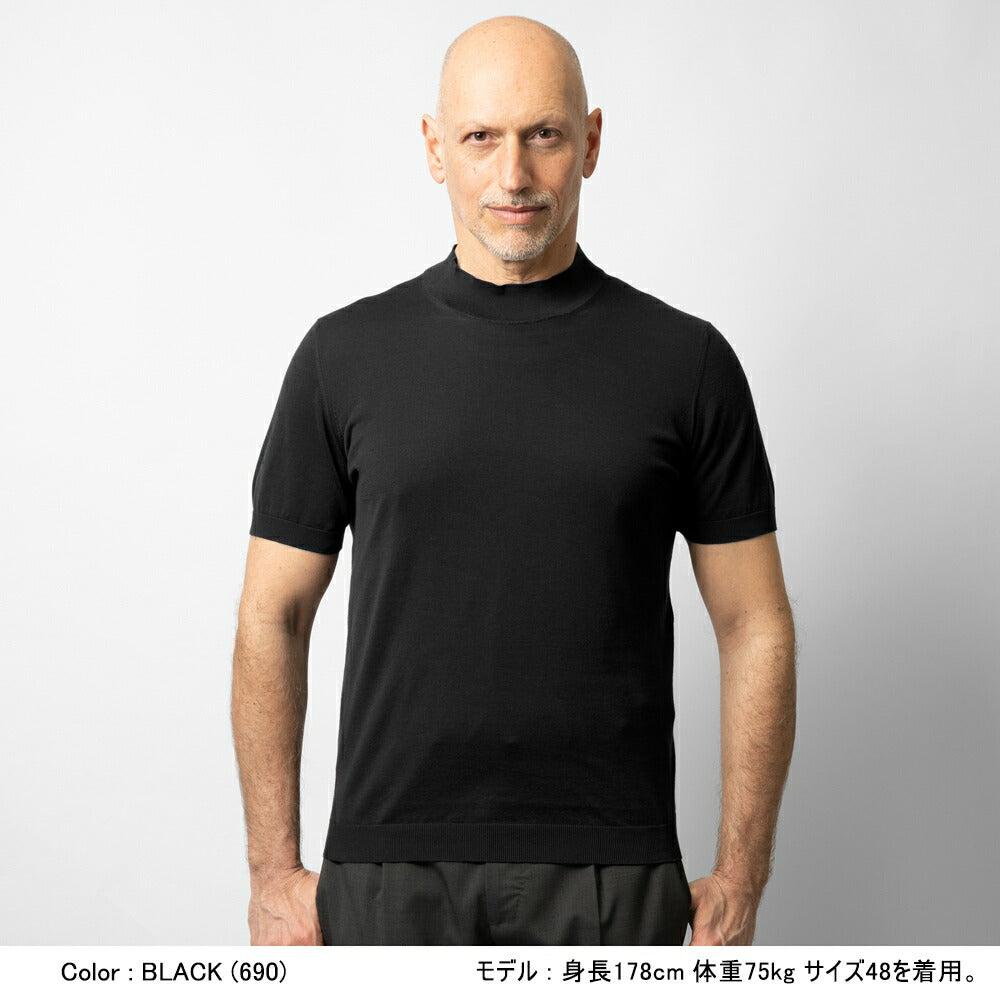 ドルモア DRUMOHR ニットTシャツ モックネック D0GN124 半袖 ハイゲージ コットン ブラック ネイビー ホワイト 24春夏 メンズ カットソー サマーニット コットン コットンニット ニット Tシャツ メンズ 半袖ニット