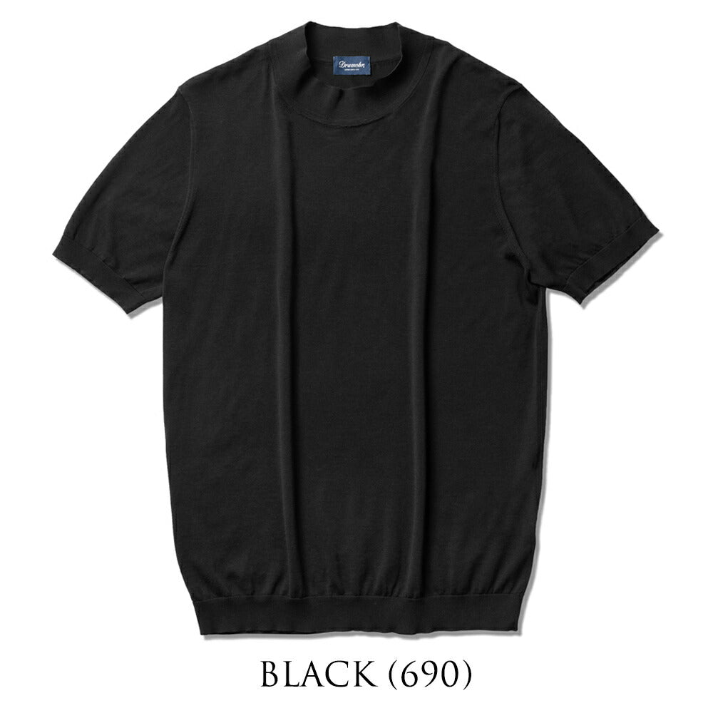 ドルモア DRUMOHR ニットTシャツ モックネック D0GN124 半袖 ハイゲージ コットン ブラック ネイビー ホワイト 24春夏 メンズ カットソー サマーニット コットン コットンニット ニット Tシャツ メンズ 半袖ニット