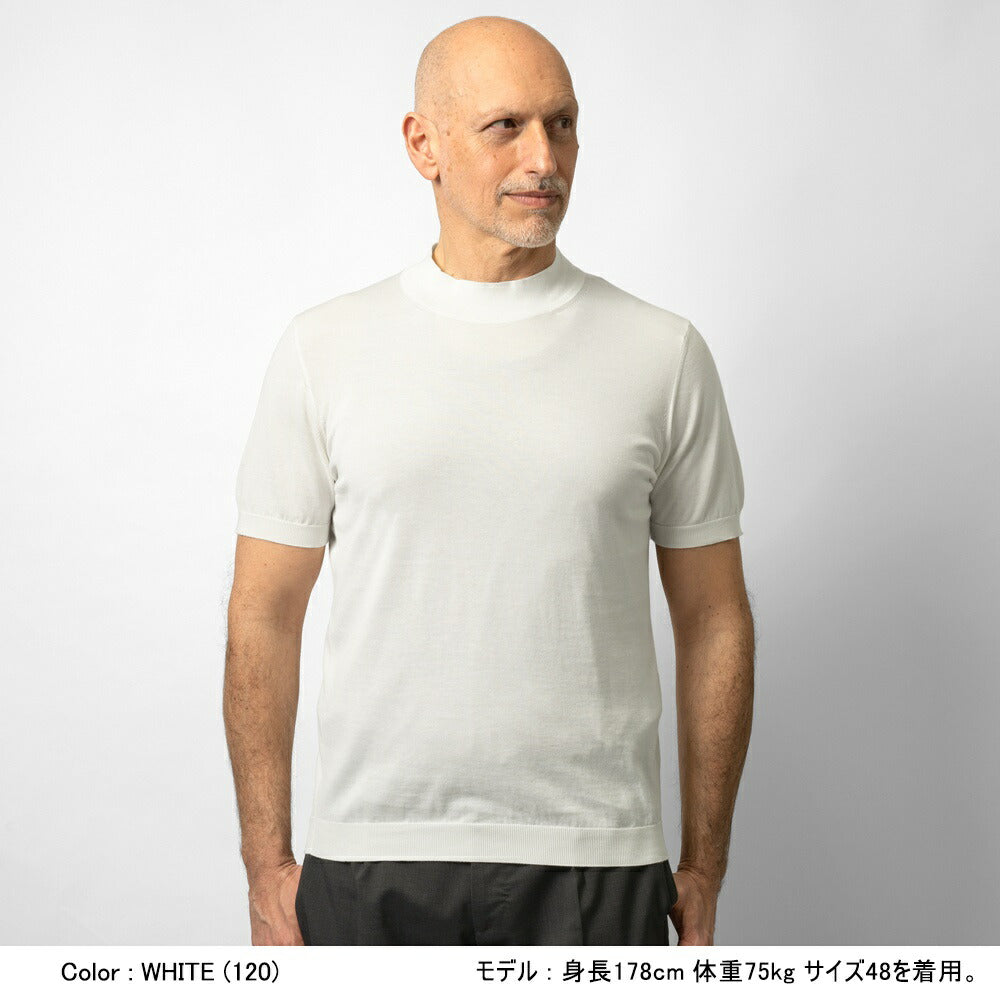 ドルモア DRUMOHR ニットTシャツ モックネック D0GN124 半袖 ハイゲージ コットン ブラック ネイビー ホワイト 24春夏 メンズ カットソー サマーニット コットン コットンニット ニット Tシャツ メンズ 半袖ニット