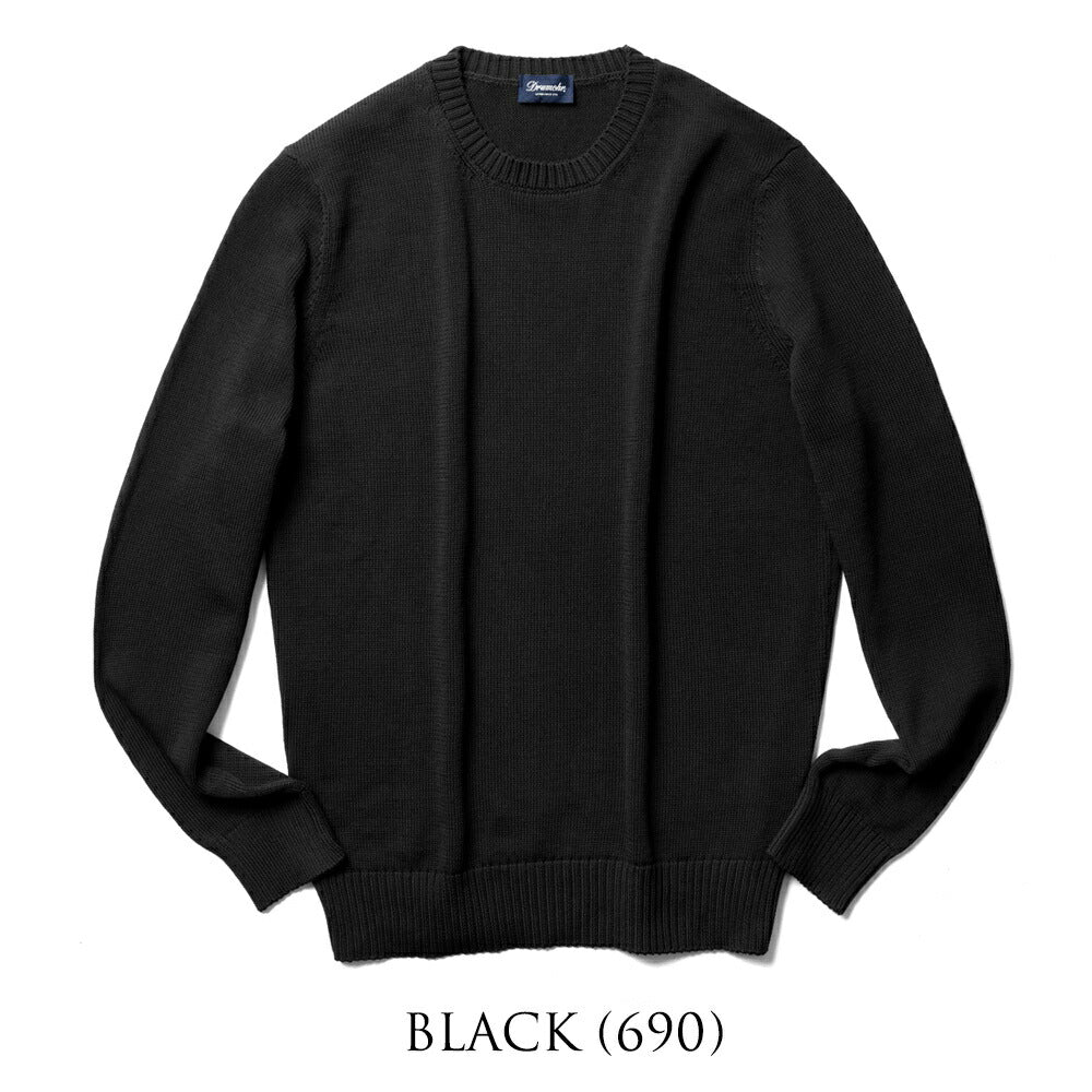 ドルモア DRUMOHR ニット クルーネック ミドルゲージ D8Z103 ブラック ネイビー オフホワイト 24春夏 メンズ セーター コットン