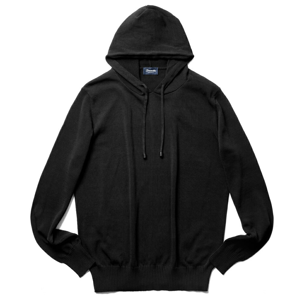 ドルモア DRUMOHR ニットフーディ コットン ミドルゲージ Z303C ブラック ネイビー オフホワイト 23春夏 メンズ セーター パーカー フード  ニット コットン