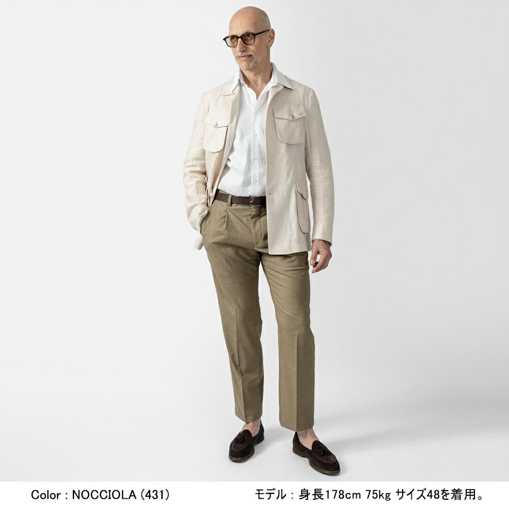 デヴォレ インチピット DEVORE incipit スラックス DVR5C-W2007 ウール ポリエステル グレー ライトブラウン 25春夏 メンズ ストレッチ テーパード チノパンツ チノ イタリア