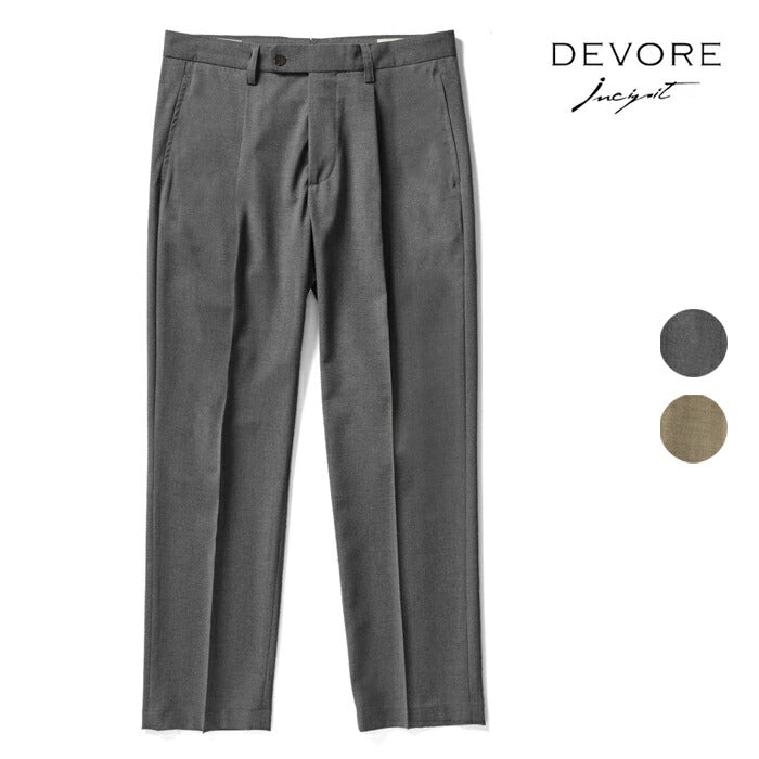デヴォレ インチピット DEVORE incipit スラックス DVR5C-W2007 ウール ポリエステル グレー ライトブラウン 25春夏 メンズ ストレッチ テーパード チノパンツ チノ イタリア