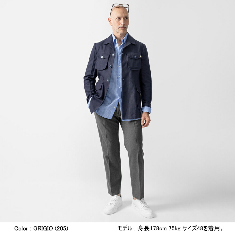 デヴォレ インチピット DEVORE incipit スラックス DVR5C-W2007 ウール ポリエステル グレー ライトブラウン 25春夏 メンズ ストレッチ テーパード チノパンツ チノ イタリア