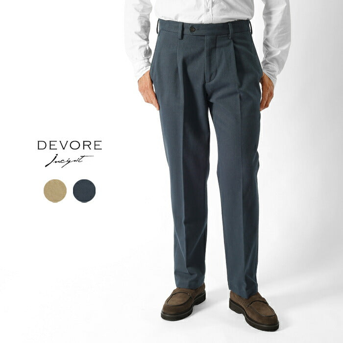 デヴォレ インチピット DEVORE incipit チノ セミワイド DVR5L-G1052 コットンツイル カーキ ブルー 25秋冬 メンズ チノパン パンツ ストレッチ テーパード イタリア