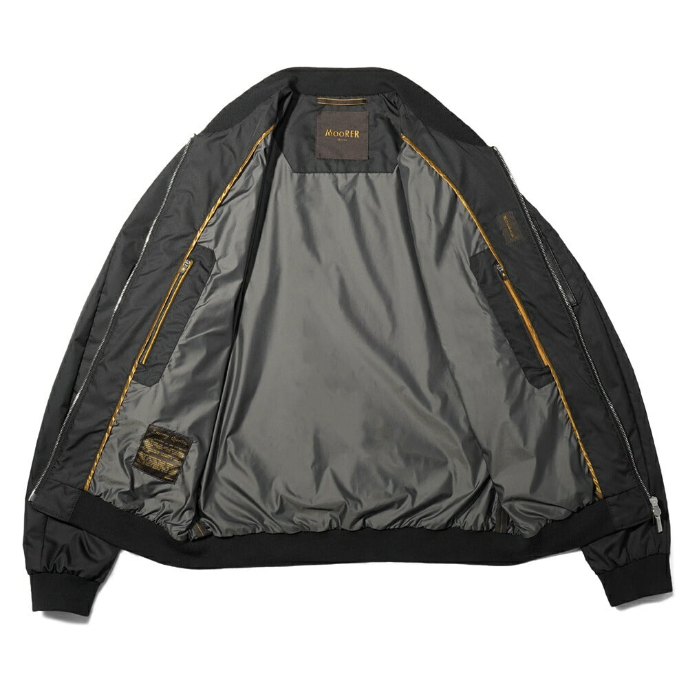 ムーレー MOORER レザーコンビ ボンバージャケット EDISON-PEK ma-1 レザー 切り替え メンズライトアウター ma1 ブルゾン メンズ エジソン ミリタリージャケット ライトアウター ブランド ナッパレザー ナイロン ミリタリー アウター アウタージャケット NERO ブラック