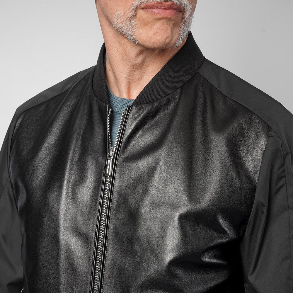 ムーレー MOORER レザーコンビ ボンバージャケット EDISON-PEK ma-1 レザー 切り替え メンズライトアウター ma1 ブルゾン メンズ エジソン ミリタリージャケット ライトアウター ブランド ナッパレザー ナイロン ミリタリー アウター アウタージャケット NERO ブラック