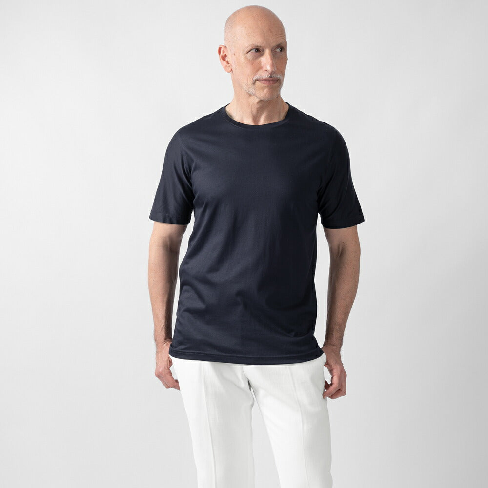 バルバッティ BARBATI Tシャツ 半袖 クルーネック EJ-B141 125028 ネイビー ブラック ホワイト カーキグリーン コットン 綿 25春夏 メンズ シンプル ブランド 無地 スリム 薄手 春 夏 カットソー カジュアル インナー メンズTシャツ 黒 白 イタリア