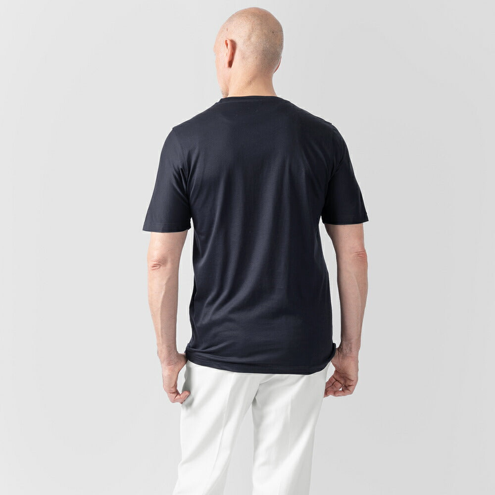 バルバッティ BARBATI Tシャツ 半袖 クルーネック EJ-B141 125028 ネイビー ブラック ホワイト カーキグリーン コットン 綿 25春夏 メンズ シンプル ブランド 無地 スリム 薄手 春 夏 カットソー カジュアル インナー メンズTシャツ 黒 白 イタリア