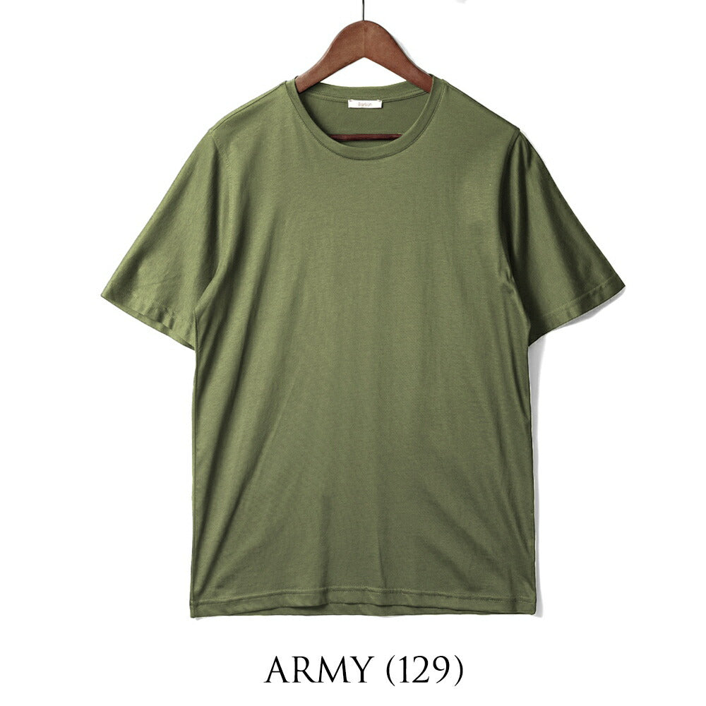 バルバッティ BARBATI Tシャツ 半袖 クルーネック EJ-B141 125028 ネイビー ブラック ホワイト カーキグリーン コットン 綿 25春夏 メンズ シンプル ブランド 無地 スリム 薄手 春 夏 カットソー カジュアル インナー メンズTシャツ 黒 白 イタリア