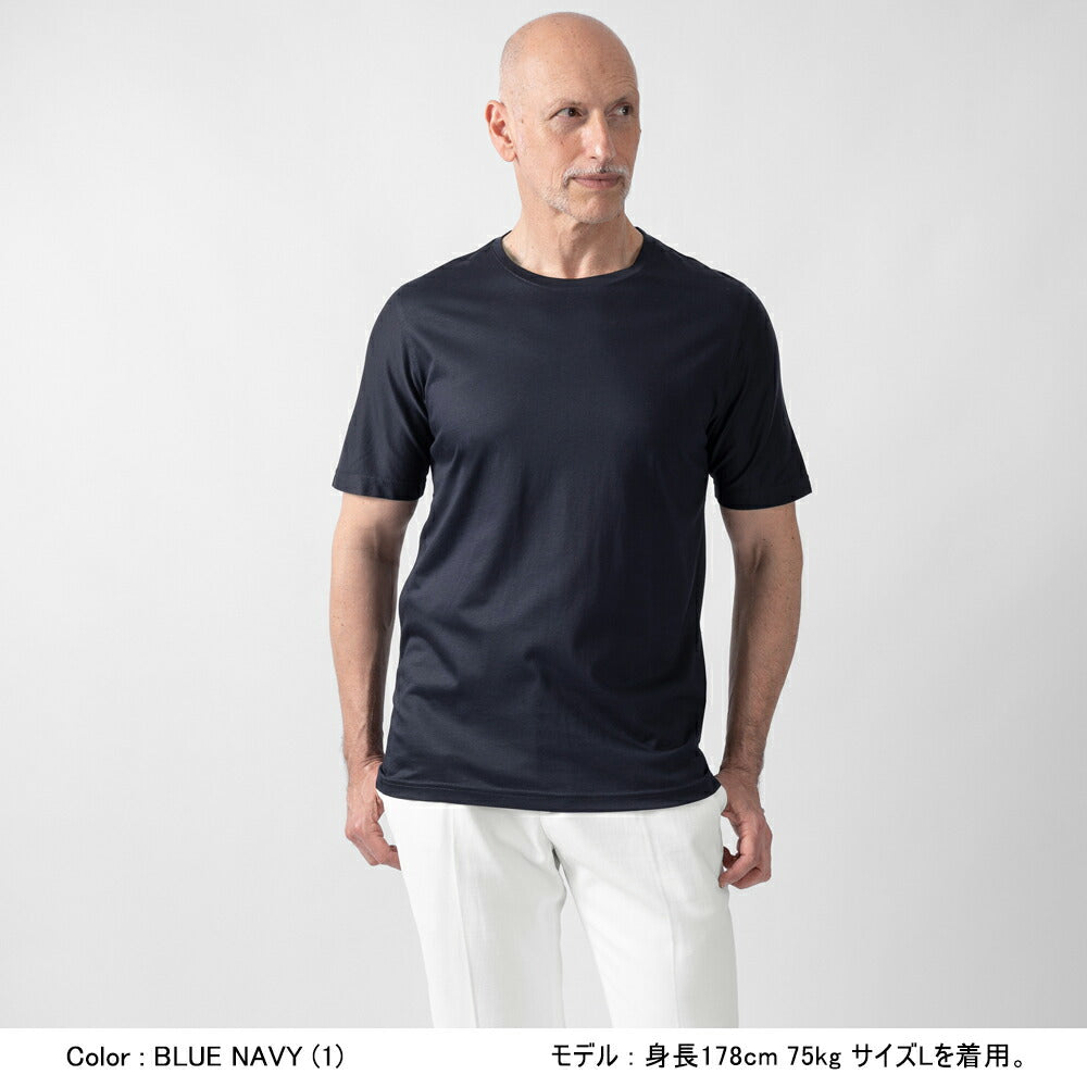 バルバッティ BARBATI Tシャツ 半袖 クルーネック EJ-B141 125028 ネイビー ブラック ホワイト カーキグリーン コットン 綿 25春夏 メンズ シンプル ブランド 無地 スリム 薄手 春 夏 カットソー カジュアル インナー メンズTシャツ 黒 白 イタリア