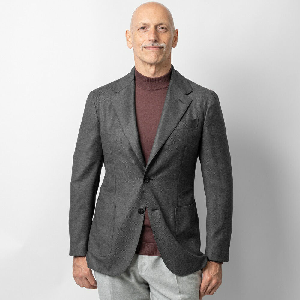 【返品不可】エルネスト ERNESTO ジャケット グレー DJP232311 C4124D / 5000 シングル テーラードジャケット 24秋冬 メンズ ビジネス ブランド サイドベンツ 高級 クラシコ イタリア 芯地なし