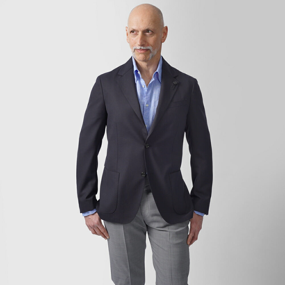 ラルディーニ LARDINI ジャケット ホップサック ROMA ローマ ネイビー ES6202E-ESEL64703 25SS 25春夏 シングル テーラードジャケット ホップサック ウール メンズ ビジネス ブランド開き見せ 2ボタンシングル サイドベンツ 高級 クラシコ イタリア