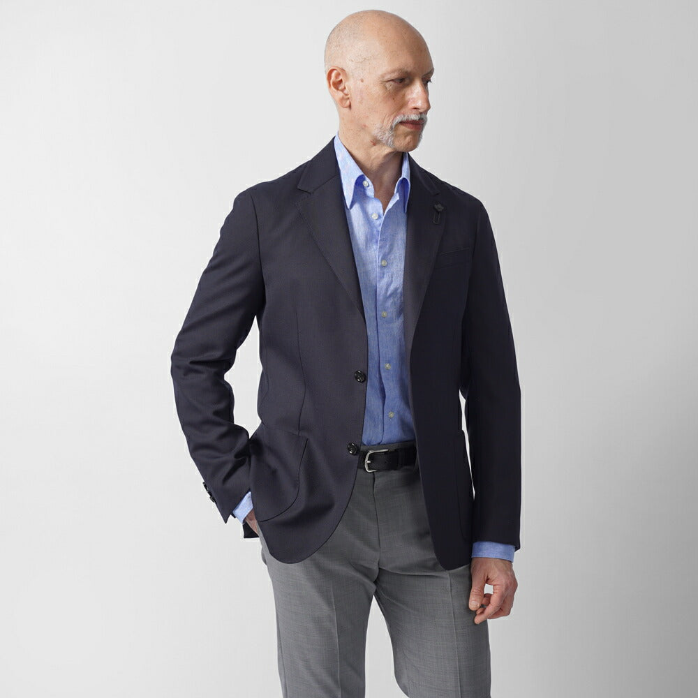 ラルディーニ LARDINI ジャケット ホップサック ROMA ローマ ネイビー ES6202E-ESEL64703 25SS 25春夏 シングル テーラードジャケット ホップサック ウール メンズ ビジネス ブランド開き見せ 2ボタンシングル サイドベンツ 高級 クラシコ イタリア