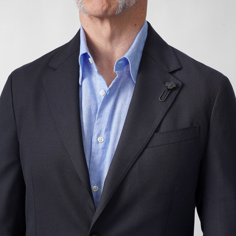 ラルディーニ LARDINI ジャケット ホップサック ROMA ローマ ネイビー ES6202E-ESEL64703 25SS 25春夏 シングル テーラードジャケット ホップサック ウール メンズ ビジネス ブランド開き見せ 2ボタンシングル サイドベンツ 高級 クラシコ イタリア