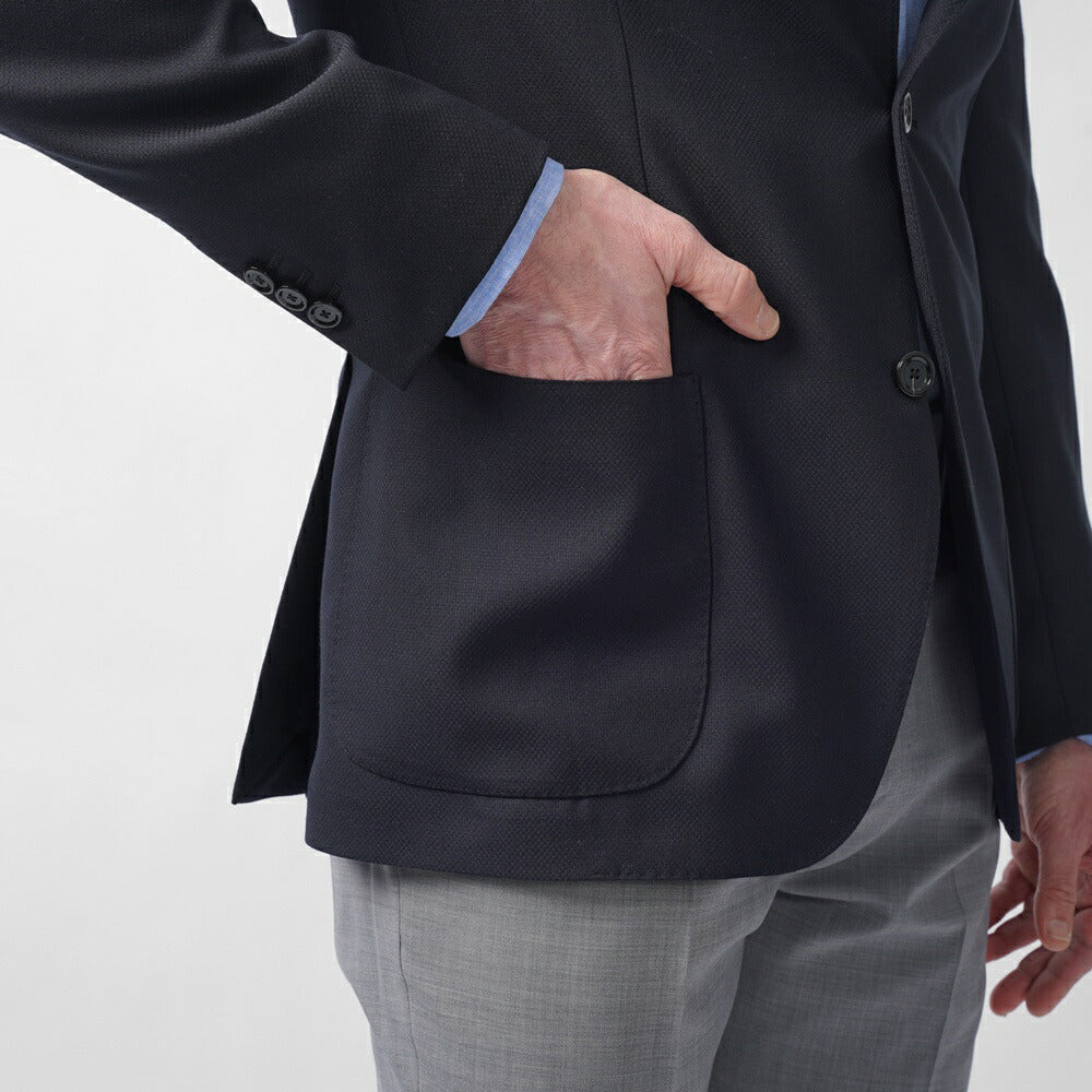 ラルディーニ LARDINI ジャケット ホップサック ROMA ローマ ネイビー ES6202E-ESEL64703 25SS 25春夏 シングル テーラードジャケット ホップサック ウール メンズ ビジネス ブランド開き見せ 2ボタンシングル サイドベンツ 高級 クラシコ イタリア