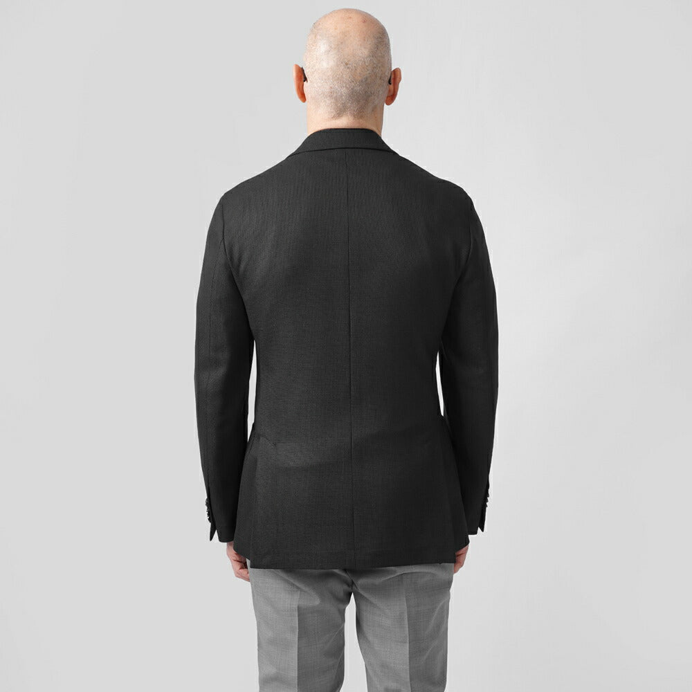 ラルディーニ LARDINI ジャケット ブラック ES949E-ESIF64504 25SS 25春夏 シングル テーラードジャケット ホップサック ウール メンズ ビジネス ブランド 開き見せ 2ボタンシングル サイドベンツ 高級 クラシコ イタリア