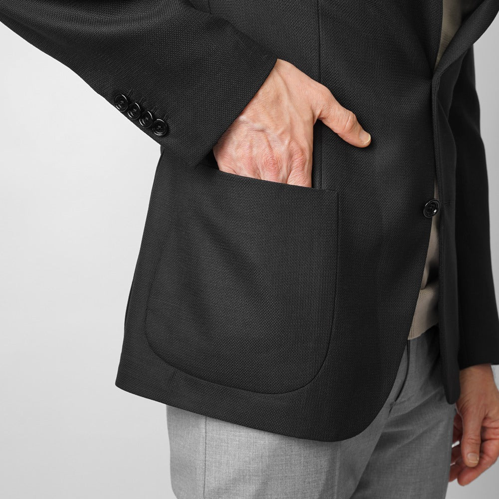 ラルディーニ LARDINI ジャケット ブラック ES949E-ESIF64504 25SS 25春夏 シングル テーラードジャケット ホップサック ウール メンズ ビジネス ブランド 開き見せ 2ボタンシングル サイドベンツ 高級 クラシコ イタリア