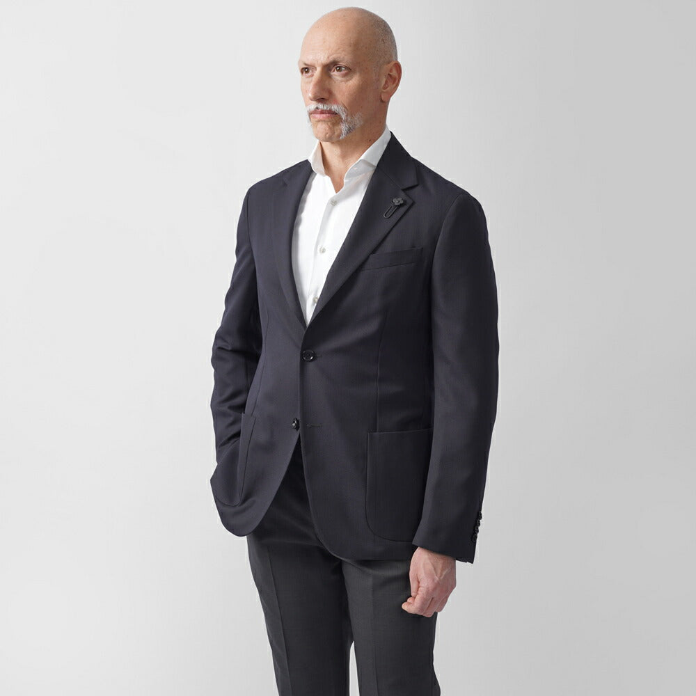 ラルディーニ LARDINI ジャケット ネイビー ES949E-ESEL64703 25SS 25春夏 シングル テーラードジャケット ホップサック ウール ポリエステル メンズ ビジネス ブランド開き見せ 2ボタンシングル サイドベンツ 高級 クラシコ イタリア