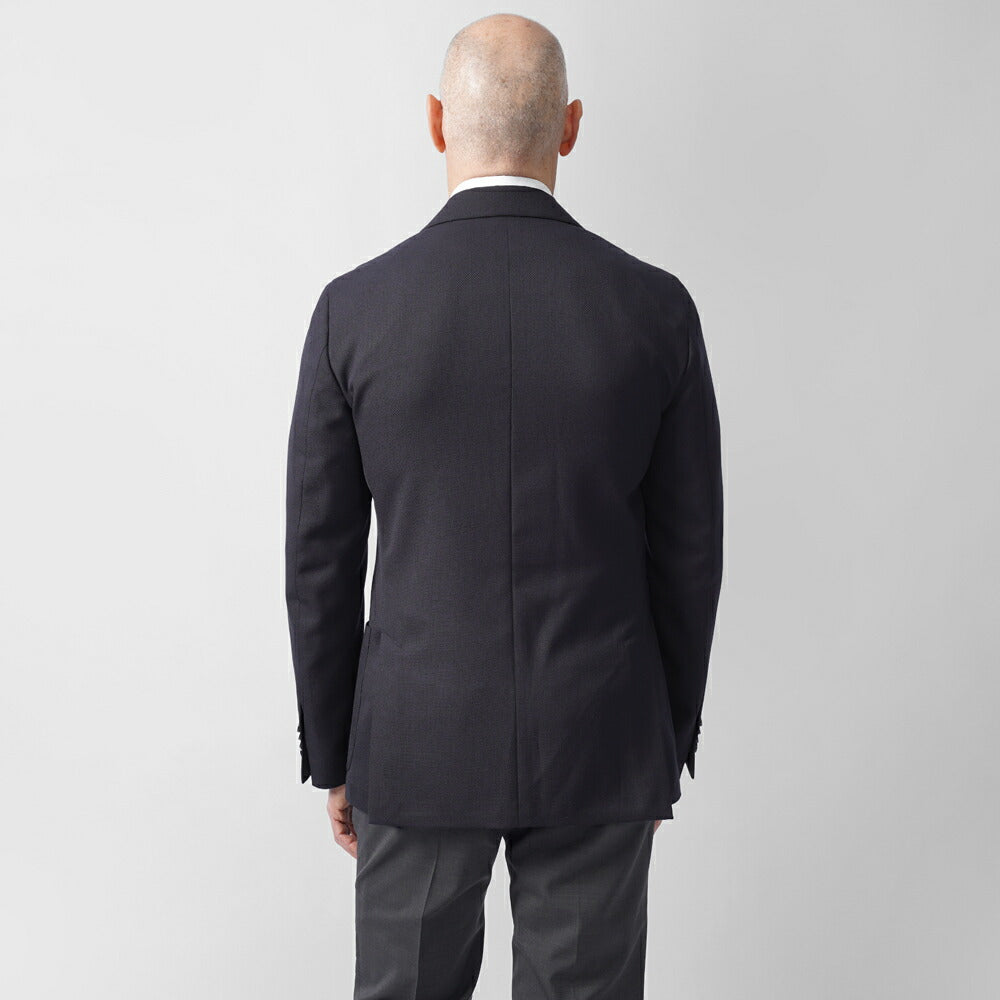 ラルディーニ LARDINI ジャケット ネイビー ES949E-ESEL64703 25SS 25春夏 シングル テーラードジャケット ホップサック ウール ポリエステル メンズ ビジネス ブランド開き見せ 2ボタンシングル サイドベンツ 高級 クラシコ イタリア
