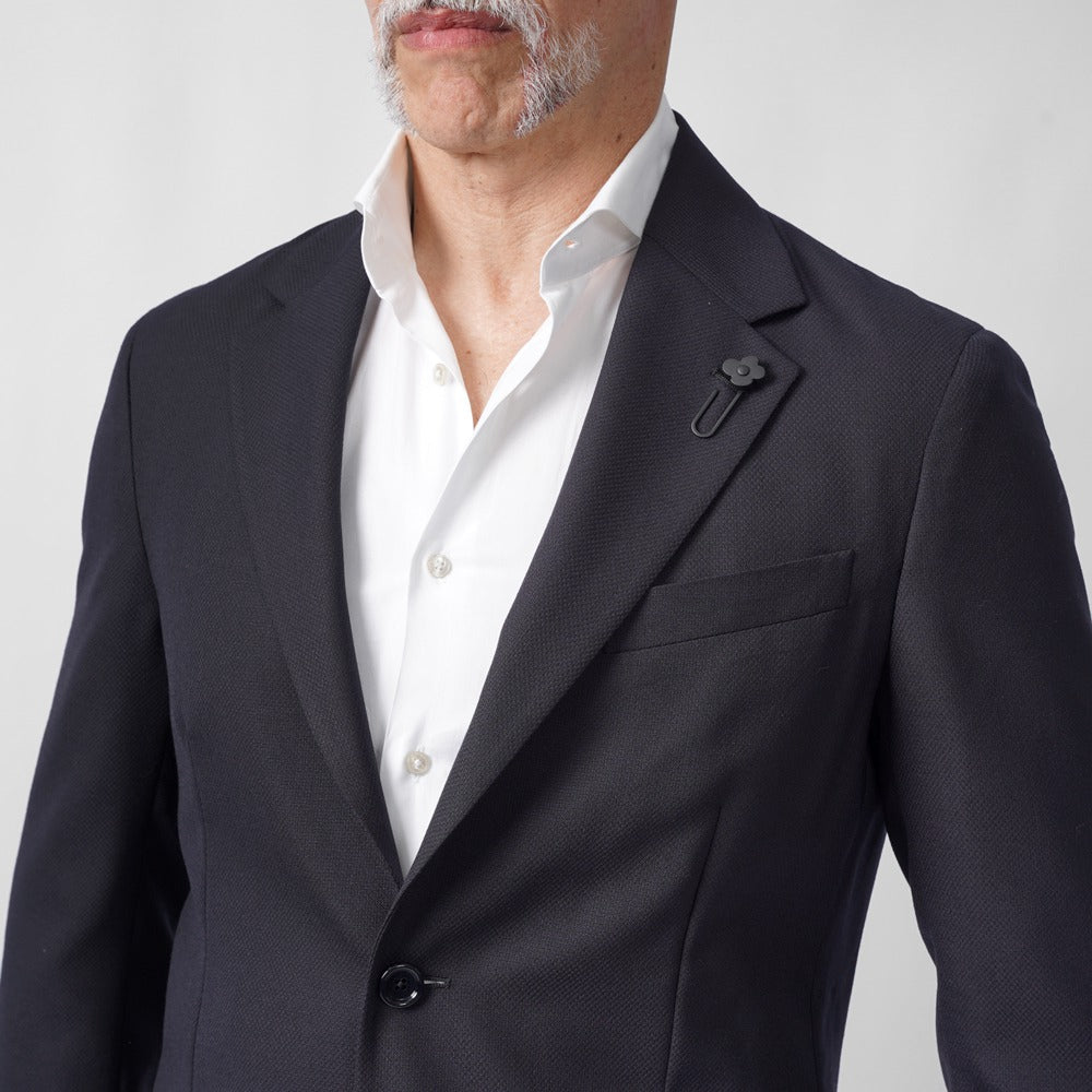 ラルディーニ LARDINI ジャケット ネイビー ES949E-ESEL64703 25SS 25春夏 シングル テーラードジャケット ホップサック ウール ポリエステル メンズ ビジネス ブランド開き見せ 2ボタンシングル サイドベンツ 高級 クラシコ イタリア