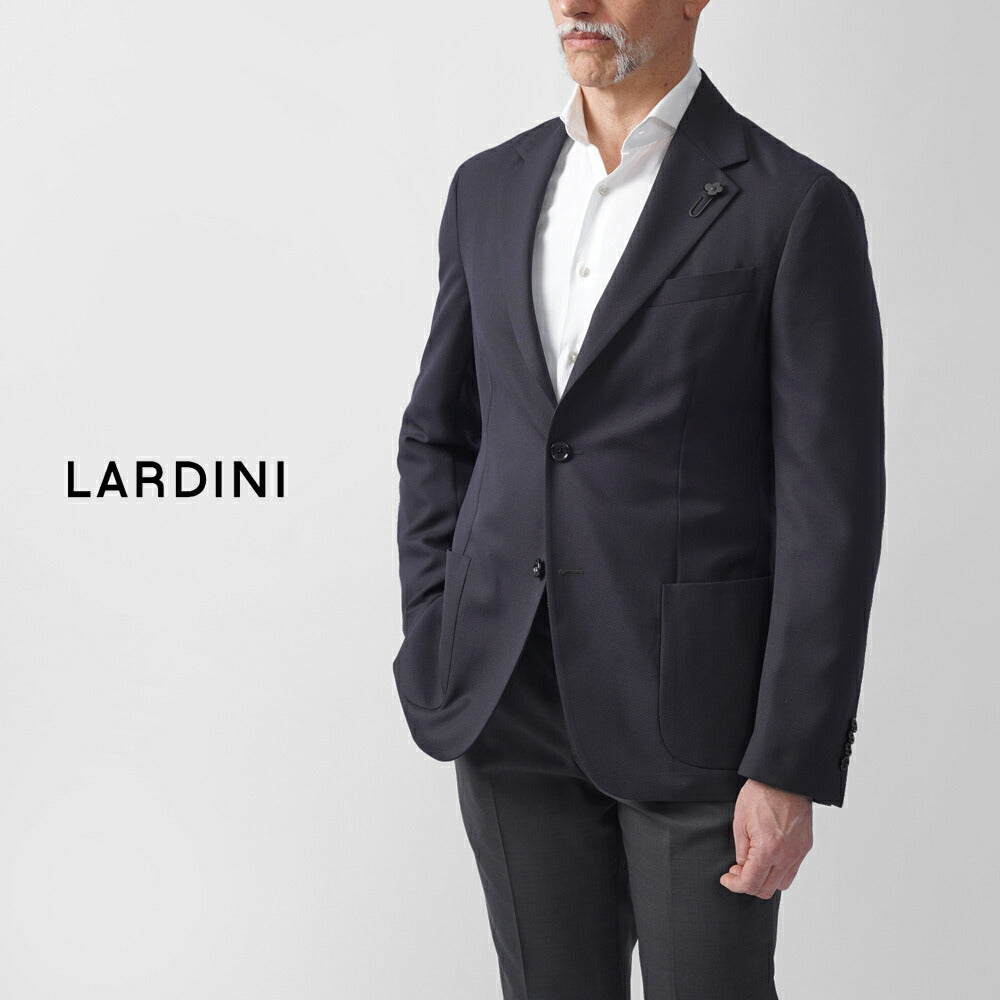 ラルディーニ LARDINI ジャケット ネイビー ES949E-ESEL64703 25SS 25春夏 シングル テーラードジャケット ホップサック ウール ポリエステル メンズ ビジネス ブランド開き見せ 2ボタンシングル サイドベンツ 高級 クラシコ イタリア