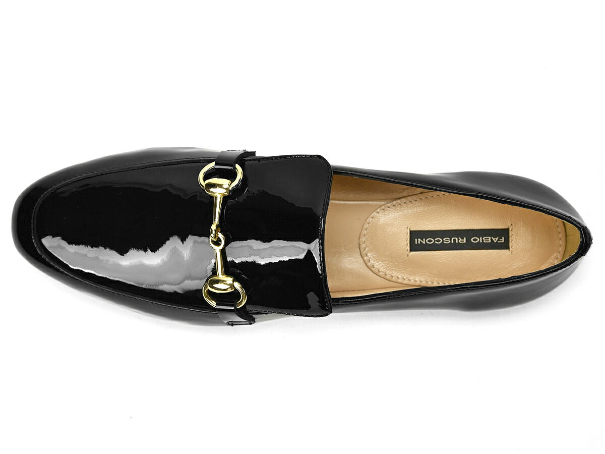 ファビオルスコーニ fabio rusconi ローファー 5072 エナメル ブラック フラット フラットヒール レディース ビットローファー ビット 付き レザーシューズ 本革 柔らかい 大人 パンプス ぺたんこシューズ ぺたんこ 疲れない ローヒール エナメルローファー 本革靴