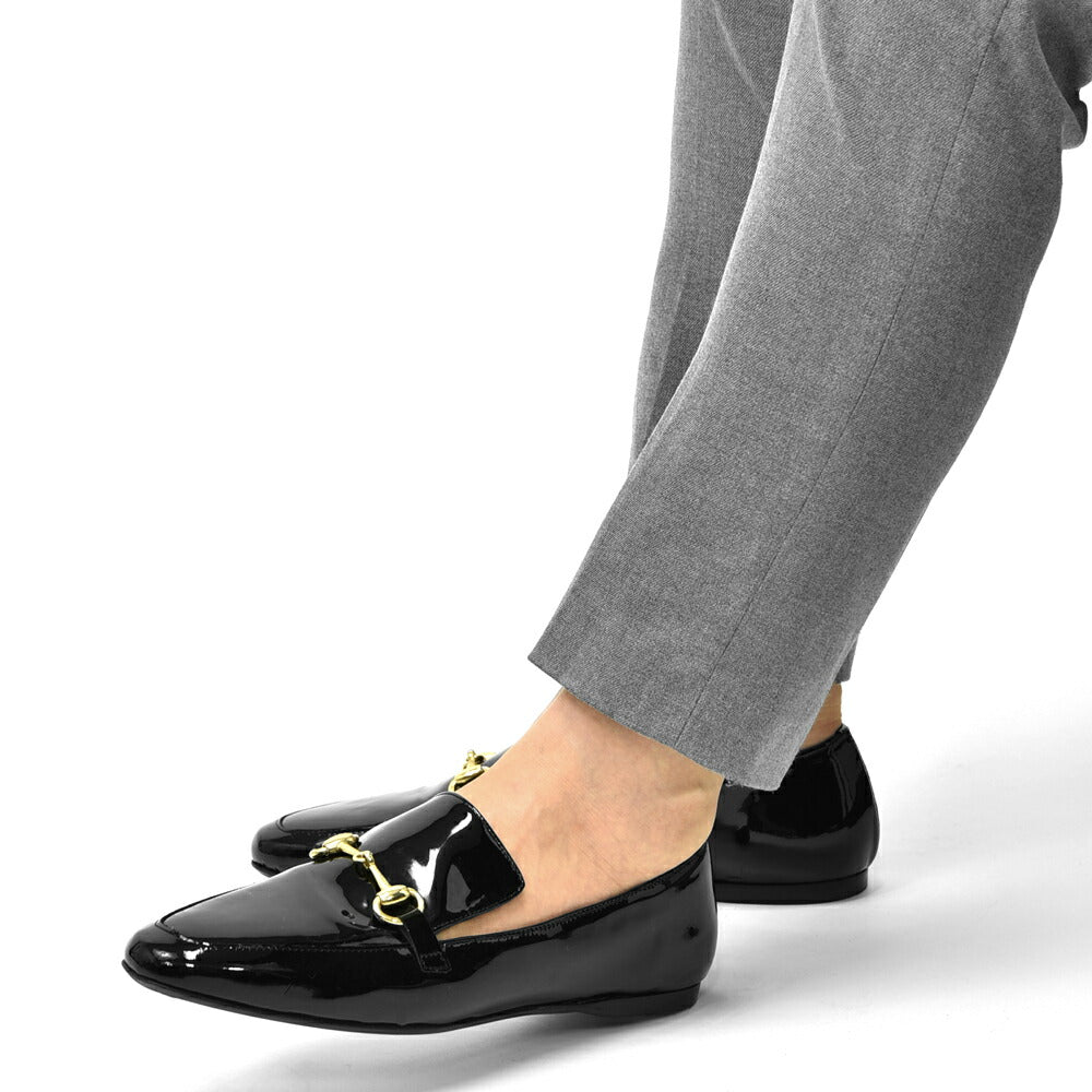 ファビオルスコーニ fabio rusconi ローファー 5072 エナメル ブラック フラット フラットヒール レディース ビットローファー ビット 付き レザーシューズ 本革 柔らかい 大人 パンプス ぺたんこシューズ ぺたんこ 疲れない ローヒール エナメルローファー 本革靴