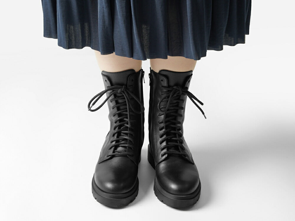 ファビオルスコーニ fabio rusconi レースアップブーツ 5845 レザー きれいめ レースアップ ブーツ レディース 本革 厚底 トラックソール ブーツ タンクソール 軽量 疲れない 歩きやすい 柔らかい 牛革 シンプル おしゃれ 大きいサイズ 靴 レディースブーツ 本革靴 ブラック
