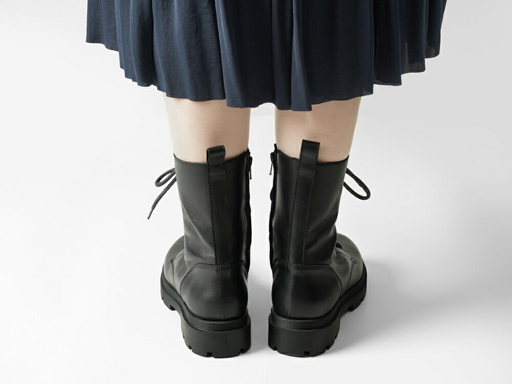 ファビオルスコーニ fabio rusconi レースアップブーツ 5845 レザー きれいめ レースアップ ブーツ レディース 本革 厚底 トラックソール ブーツ タンクソール 軽量 疲れない 歩きやすい 柔らかい 牛革 シンプル おしゃれ 大きいサイズ 靴 レディースブーツ 本革靴 ブラック