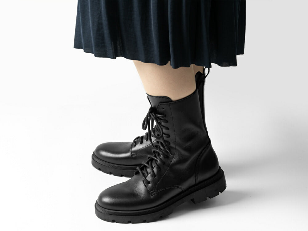 ファビオルスコーニ fabio rusconi レースアップブーツ 5845 レザー きれいめ レースアップ ブーツ レディース 本革 厚底 トラックソール ブーツ タンクソール 軽量 疲れない 歩きやすい 柔らかい 牛革 シンプル おしゃれ 大きいサイズ 靴 レディースブーツ 本革靴 ブラック