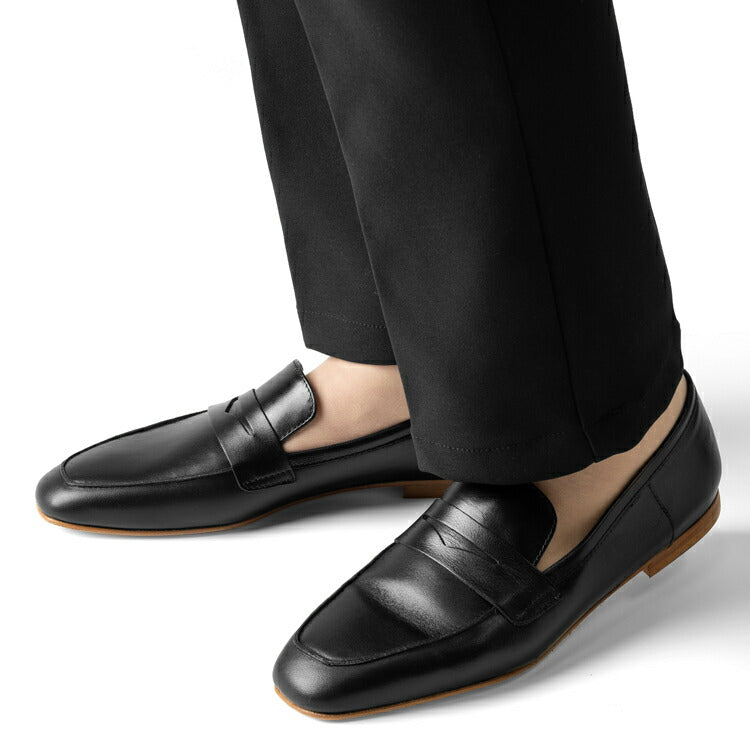 ファビオルスコーニ fabio rusconi ローファー 4057 レザー NATUR ベージュソール ブラック フラット レディース コインローファー フラットヒール ローヒール レディース 大人 やわらかい 疲れにくい 長時間 本革 柔らかい 牛革 レザー レザーシューズ シンプル