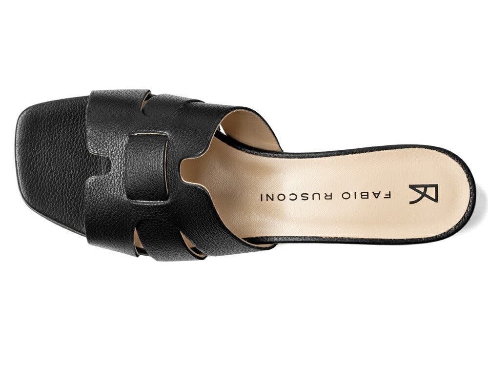 ファビオルスコーニ fabio rusconi サンダル 7021 DOLLARINO レザー ヒール 本革 レディース ブラック NERO レザーサンダル 柔らかい 大人 レディースサンダル 春夏 夏 歩きやすい ブランド おしゃれ 疲れない ローヒール カーフレザー