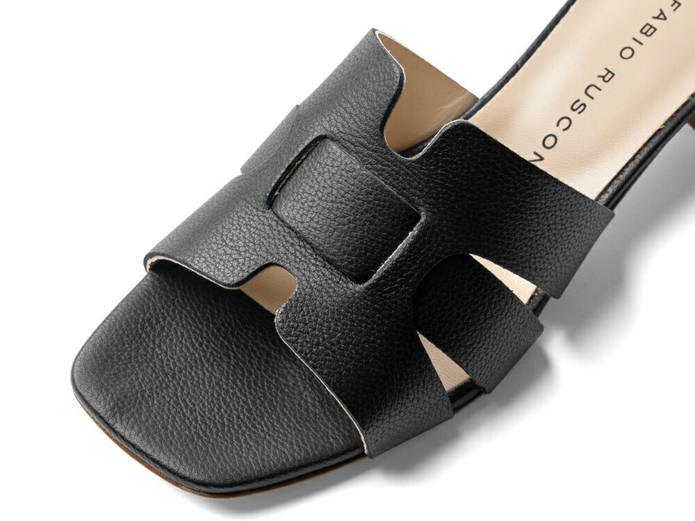 ファビオルスコーニ fabio rusconi サンダル 7021 DOLLARINO レザー ヒール 本革 レディース ブラック NERO レザーサンダル 柔らかい 大人 レディースサンダル 春夏 夏 歩きやすい ブランド おしゃれ 疲れない ローヒール カーフレザー