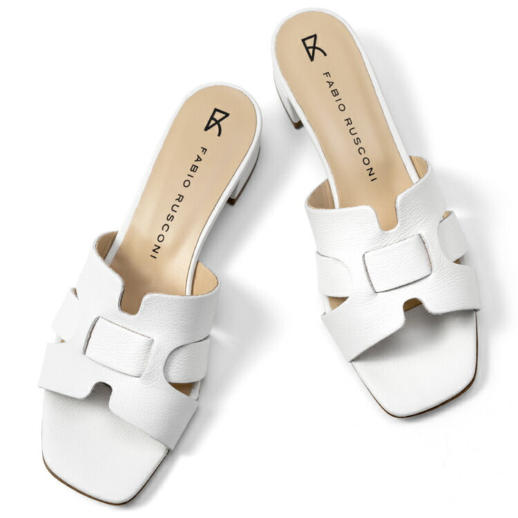 ファビオルスコーニ fabio rusconi サンダル 7021 DOLLARINO レザー ヒール 本革 レディース ホワイト BIANCO レザーサンダル 柔らかい 大人 レディースサンダル 春夏 夏 歩きやすい ブランド おしゃれ 疲れない ローヒール カーフレザー