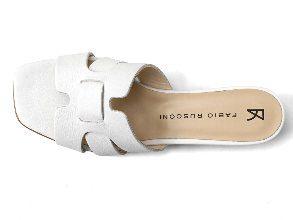 ファビオルスコーニ fabio rusconi サンダル 7021 DOLLARINO レザー ヒール 本革 レディース ホワイト BIANCO レザーサンダル 柔らかい 大人 レディースサンダル 春夏 夏 歩きやすい ブランド おしゃれ 疲れない ローヒール カーフレザー