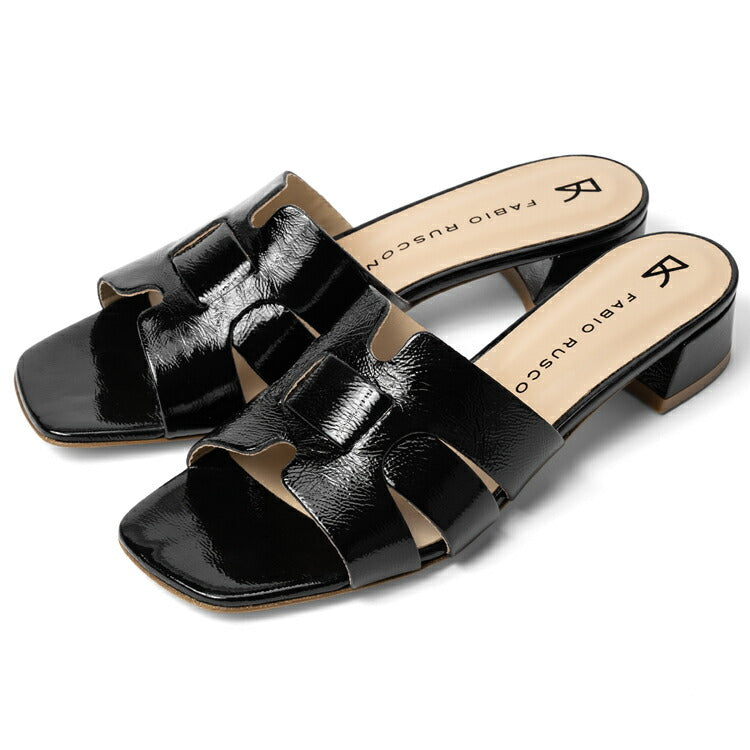 ファビオルスコーニ fabio rusconi サンダル 7021 NAPLAK レザー ヒール 本革 レディース ブラック NERO レザーサンダル 柔らかい 大人 レディースサンダル 春夏 夏 歩きやすい ブランド おしゃれ 疲れない ローヒール カーフレザー