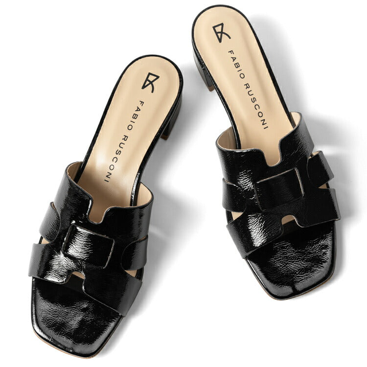 ファビオルスコーニ fabio rusconi サンダル 7021 NAPLAK レザー ヒール 本革 レディース ブラック NERO レザーサンダル 柔らかい 大人 レディースサンダル 春夏 夏 歩きやすい ブランド おしゃれ 疲れない ローヒール カーフレザー