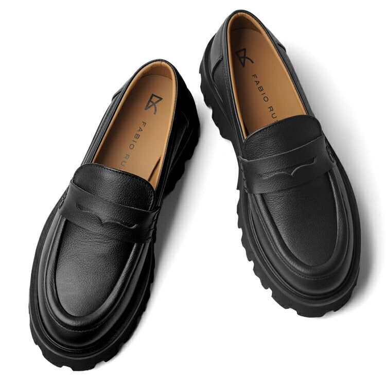 ファビオルスコーニ fabio rusconi ローファー 厚底 MQ2633 OMEGA NERO レザー ブラック レディース コインローファー 厚底ソール トラックソール タンクソール チャンキーソール シンプル 本革 柔らかい 疲れない 歩きやすい 厚底ローファー レディース靴 イタリア