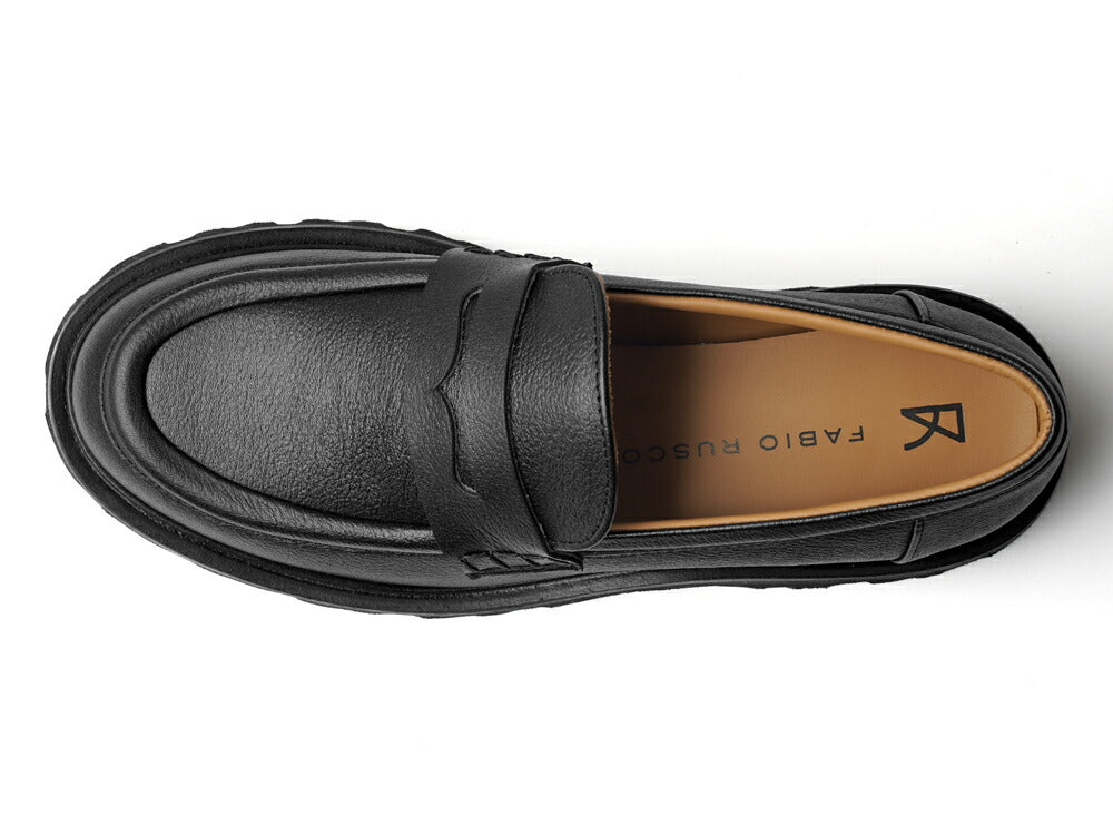 ファビオルスコーニ fabio rusconi ローファー 厚底 MQ2633 OMEGA NERO レザー ブラック レディース コインローファー 厚底ソール トラックソール タンクソール チャンキーソール シンプル 本革 柔らかい 疲れない 歩きやすい 厚底ローファー レディース靴 イタリア