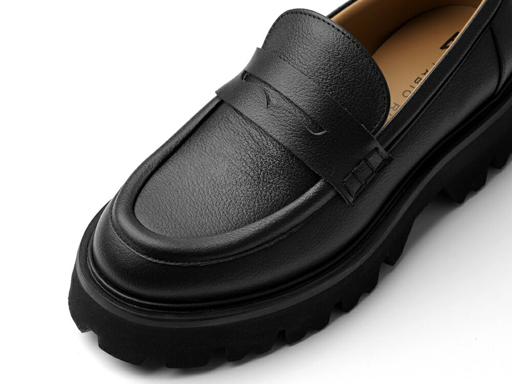 ファビオルスコーニ fabio rusconi ローファー 厚底 MQ2633 OMEGA NERO レザー ブラック レディース コインローファー 厚底ソール トラックソール タンクソール チャンキーソール シンプル 本革 柔らかい 疲れない 歩きやすい 厚底ローファー レディース靴 イタリア