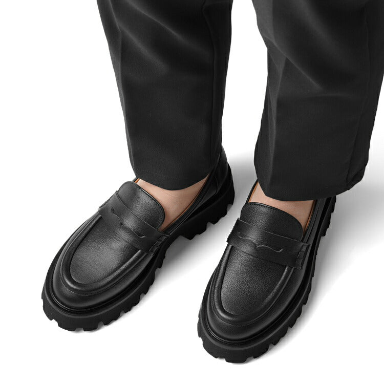 ファビオルスコーニ fabio rusconi ローファー 厚底 MQ2633 OMEGA NERO レザー ブラック レディース コインローファー 厚底ソール トラックソール タンクソール チャンキーソール シンプル 本革 柔らかい 疲れない 歩きやすい 厚底ローファー レディース靴 イタリア