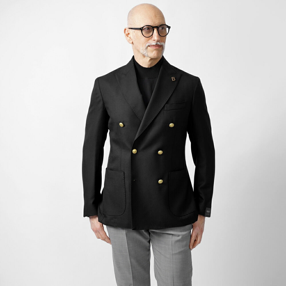 ブレラス BRERAS ジャケット ダブルブレスト ネイビー FIRENZETG010 25SS 25春夏 ダブル テーラードジャケット ホップサック ウール メンズ ビジネス ブランド 6ボタン サイドベンツ カノニコ 高級 クラシコ イタリア