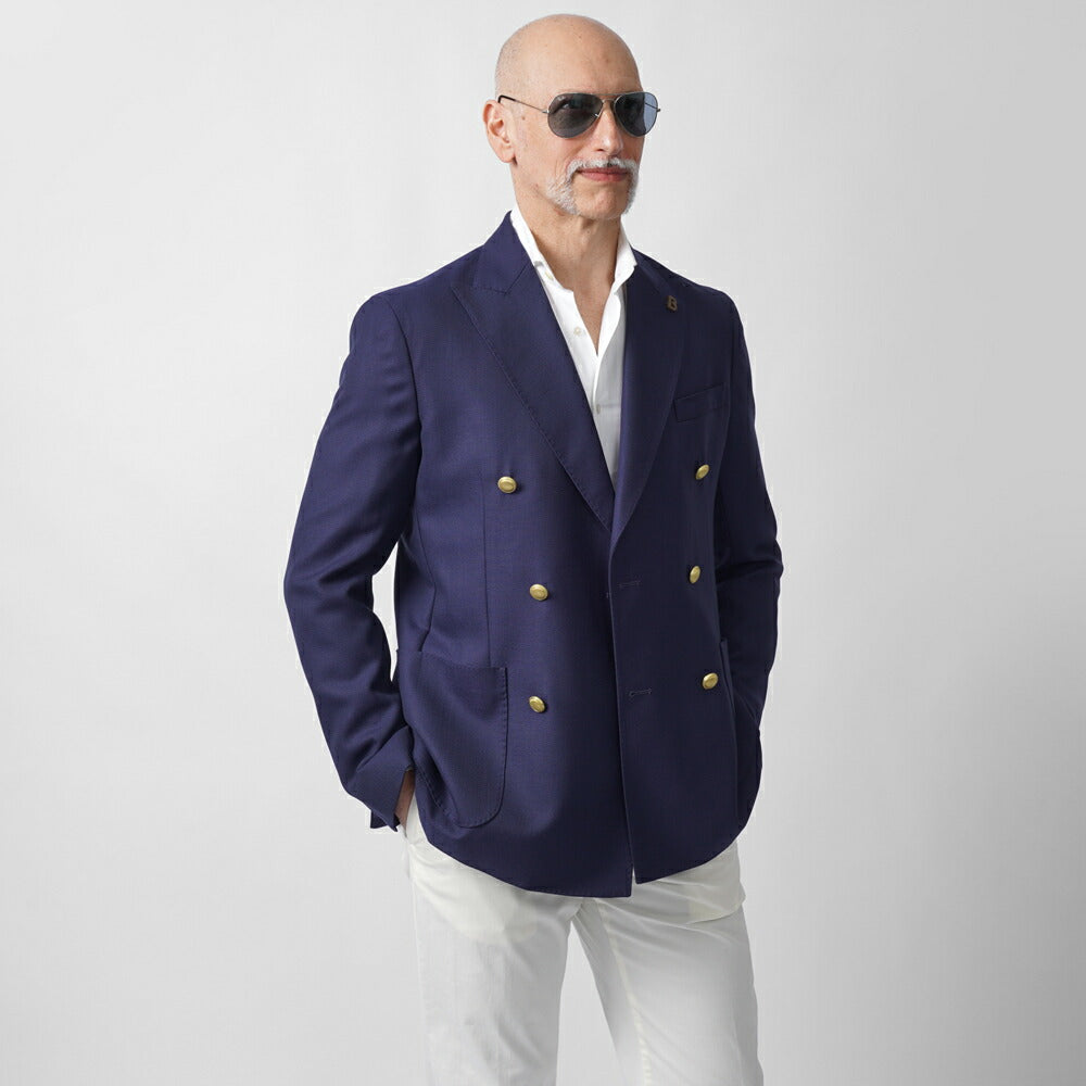 ブレラス BRERAS ジャケット ダブルブレスト ネイビー FIRENZETG010 25SS 25春夏 ダブル テーラードジャケット ホップサック ウール メンズ ビジネス ブランド 6ボタン サイドベンツ カノニコ 高級 クラシコ イタリア